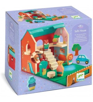 Игрален комплект Djeco - Дървена къщичка Softi House