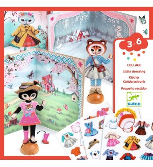 Игрален комплект Djeco - Облечи със стикери куклата little wardrobe