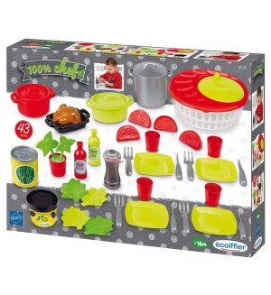 Игрален комплект Ecoiffier - Аксесоари за кухня, 43 части