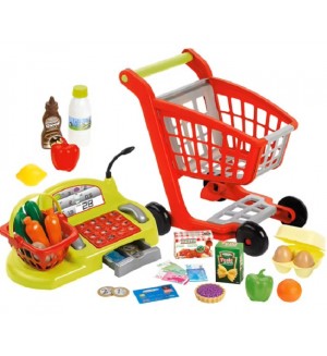 Игрален комплект Ecoiffier - Касов апарат с количка за пазар