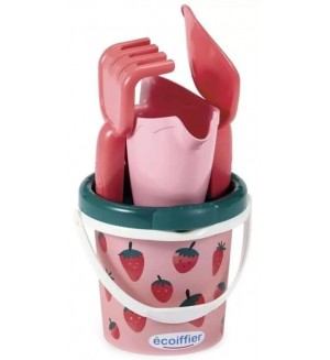 Игрален комплект Ecoiffier - Кофичка за пясък с аксесоари, ягода, 12 cm