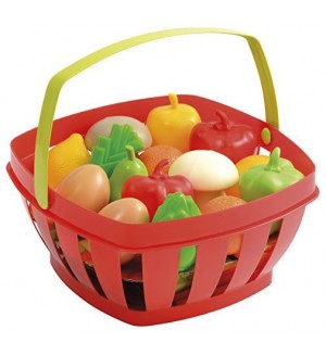 Игрален комплект Ecoiffier - Кошница с плодове и зеленчуци, 15 части 