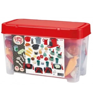 Игрален комплект Ecoiffier - Сервиз за хранене в кутия, 70 части Игрален комплект Ecoiffier - Сервиз за хранене в кутия, 70 части