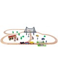 Игрален комплект Eichhorn - Влакче с писта и мост, 55 части