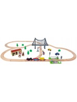 Игрален комплект Eichhorn - Влакче с писта и мост, 55 части