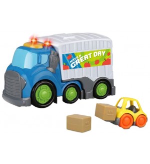 Игрален комплект Felyx Toys - Kiddy Go, карго камион, със светлини и звуци