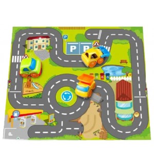 Игрален комплект Felyx Toys - Kiddy Go, килим с 3 мини колички