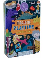 Игрален комплект Floss and Rock - Метална кутия с магнити, динозаври