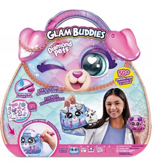 Игрален комплект Glam Buddies - Чантичка, с плюшена играчка и аксесоари