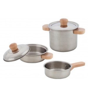 Игрален комплект Goki - Две тенджери и тиган