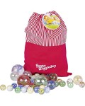 Игрален комплект Goki - Торбичка със стъклени топчета Peggy Diggledey, 50 броя