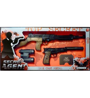Игрален комплект Gonher - Secret Agent, с пушка, пистолет и бинокъл