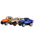 Игрален комплект GT - Инерционни колички пикап, оранжева, синя и бежова