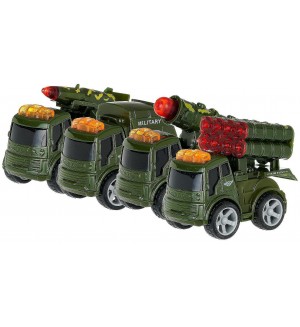Игрален комплект GT - Инерционни военни камиони, 4 броя