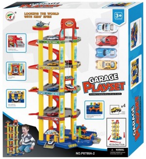 Игрален комплект Yifeng - Гараж паркинг с 4 колички