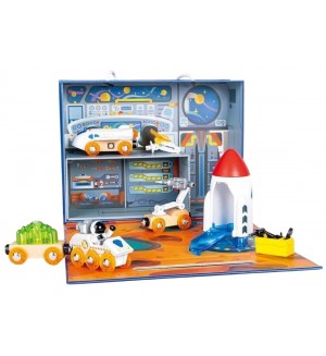 Игрален комплект Hape International - Космическо приключение, 15 части