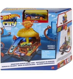 Игрален комплект Hot Wheels City - Бургер ресторант, с количка