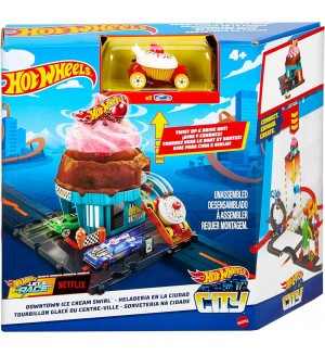 Игрален комплект Hot Wheels City - Магазин за сладолед, с количка