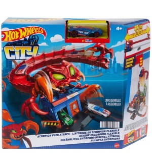 Игрален комплект Hot Wheels City - Отмъщението на зверовете, Полицейски участък-Скорпион
