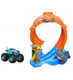 Игрален комплект Hot Wheels Monster Trucks - Corkscrew Shark Smash