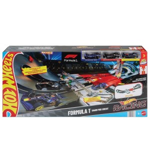 Игрален комплект Hot Wheels Racing - Grand Prix Track Set, Formula 1, с 3 колички, 1:64 Игрален комплект Hot Wheels Racing - Grand Prix Track Set, Formula 1, с 3 колички, 1:64