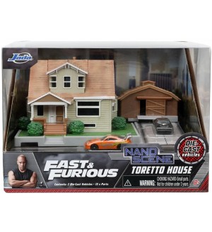 Игрален комплект Jada Toys Fast & Furious - Къщата на Дом Торето, с 2 коли