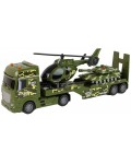 Игрален комплект Jin Jia Toys - Автовоз, хеликоптер и танк със звук и светлина