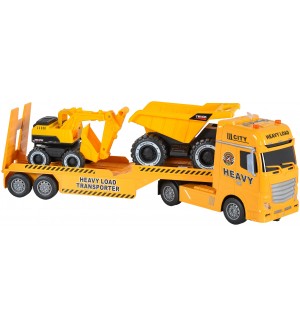 Игрален комплект Jin Jia Toys - Автовоз с багер и самосвал