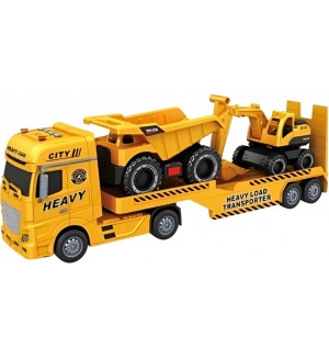 Игрален комплект Jin Jia Toys - Автовоз, самосвал и багер