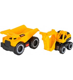 Игрален комплект Jin Jia Toys - Багер и самосвал със звук и светлина