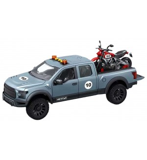 Игрален комплект Jin Jia Toys - Пикап и мотор със звук и светлина