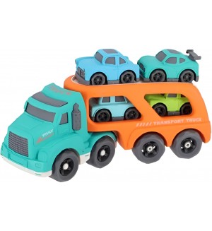 Игрален комплект Jipy Bio - Автовоз с четири коли, асортимент