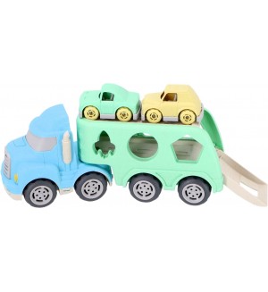 Игрален комплект Jipy Bio - Автовоз с две коли и сортер