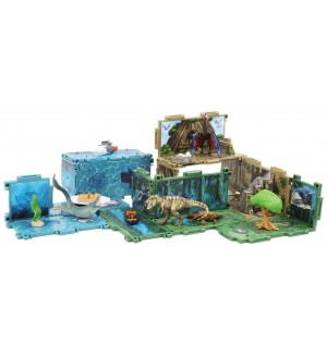 Игрален комплект Jurassic World - Мини клетка с динозавър, асортимент, 14 части
