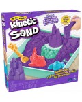 Игрален комплект Kinetic Sand - Пясъчник с аксесоари и лилав кинетичен пясък