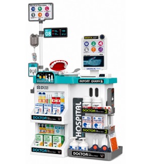 Игрален комплект Lean Toys - Голям медицински кабинет, със светлини и звуци, 61 части