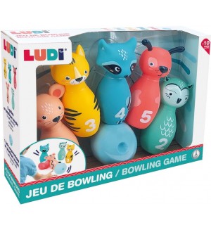 Игрален комплект Ludi - Боулинг с животни с номера