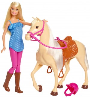 Игрален комплект Mattel Barbie - Барби и конче за езда
