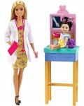 Игрален комплект Mattel Barbie - Барби педиатър, с руса коса и 1 кукла