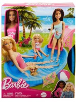 Игрален комплект Mattel Barbie - Барби с басейн и водна пързалка