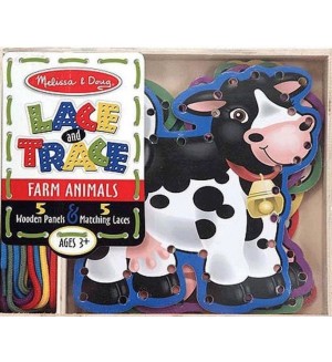 Игрален комплект Melissa and Doug - Нанизване на шнурове, ферма
