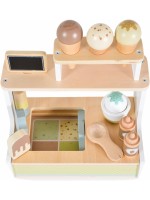 Игрален комплект Moni Toys - Дървен щанд за сладолед, 26 части