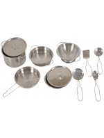 Игрален комплект Moni Toys - Детски метални прибори и съдове, 12 части