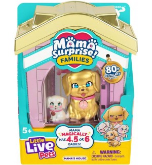 Игрален комплект Moose Little Live Pets - Къщата на мама кученце с бебета, асортимент
