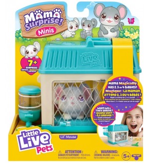 Игрален комплект Moose Little Live Pets - Къщичка с мишле с бебета и изненади