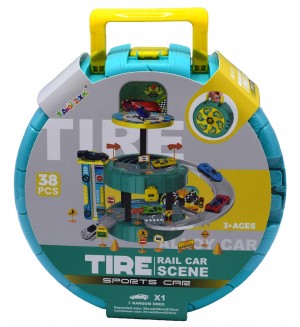 Игрален комплект паркинг B-MAX - Спортни коли, 38 части, асортимент