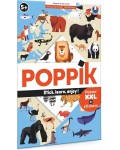 Игрален комплект Poppik - Животните по света, плакат със стикери