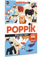 Игрален комплект Poppik - Животните по света, плакат със стикери