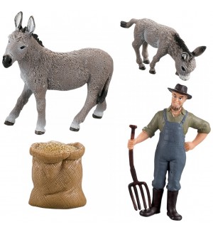 Игрален комплект Rappa - Ферма за магарета в кутия, 4 части