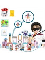 Игрален комплект Raya Toys - Дървени блокчета и пъзел, Рицари Игрален комплект Raya Toys - Дървени блокчета и пъзел, Рицари